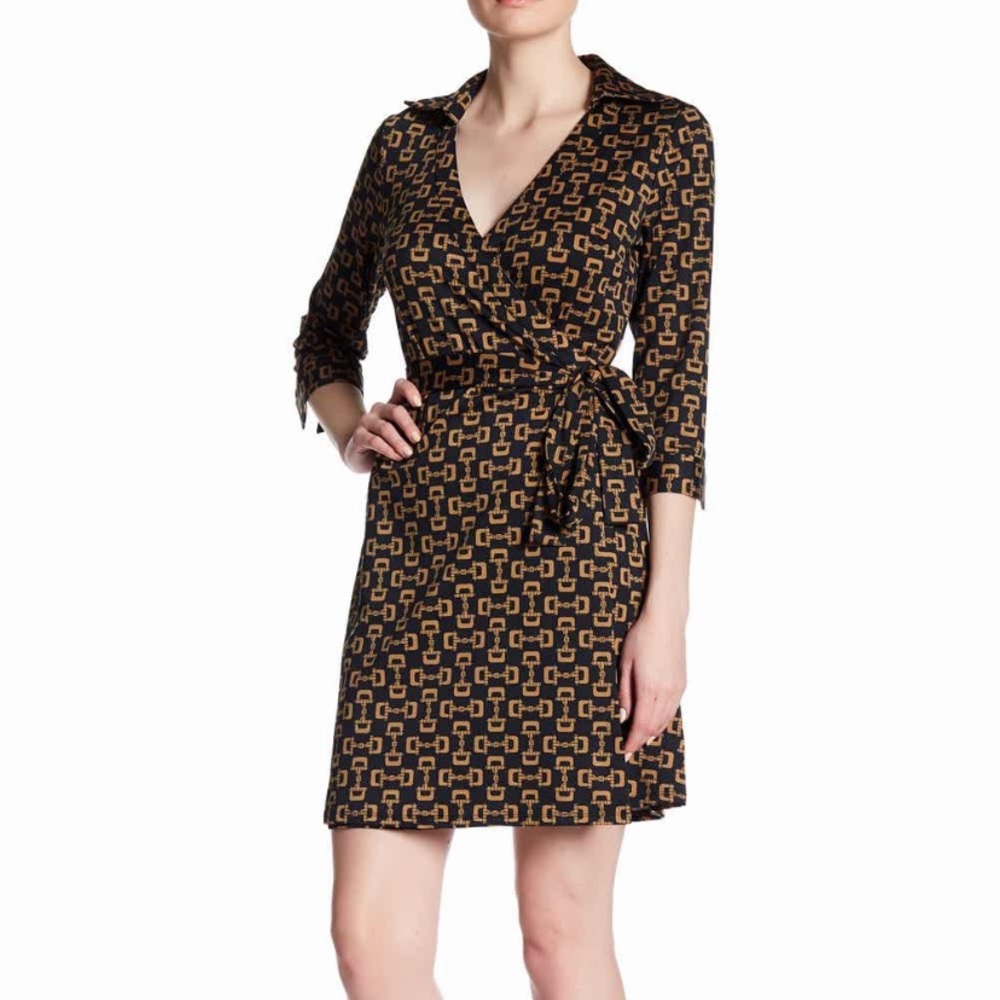 NWT JULIE Brown wrap dress size M